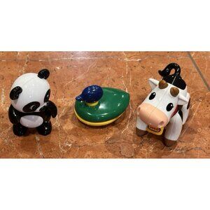 TOLO PANDA COW FIRST FRIENDS AMBI MALLARD DUCK BATH TOYS LOT 3 EUC